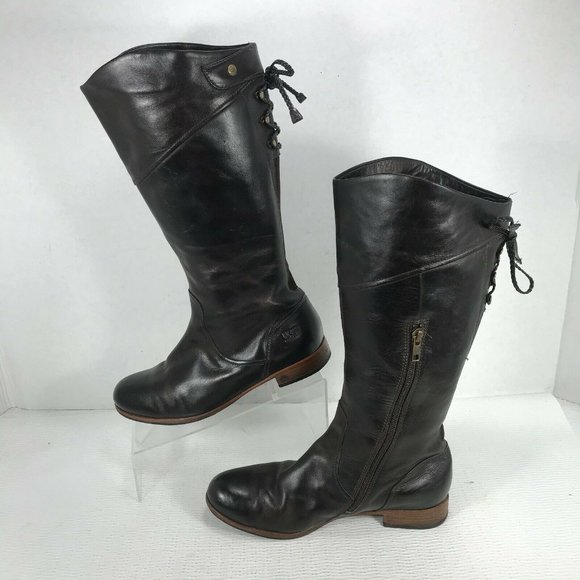 UGG Brown Leather Combat Boots - Picture 3 of 12